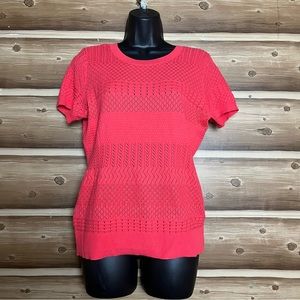 5/$20 Loft short sleeve pink‎ blouse size small